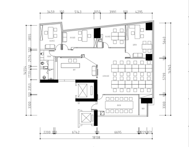 南门-锦江三面环江楼盘 271平方 5隔间24工位 视野看江 景色优美 东南双面采光 复地金融岛办公室出租
