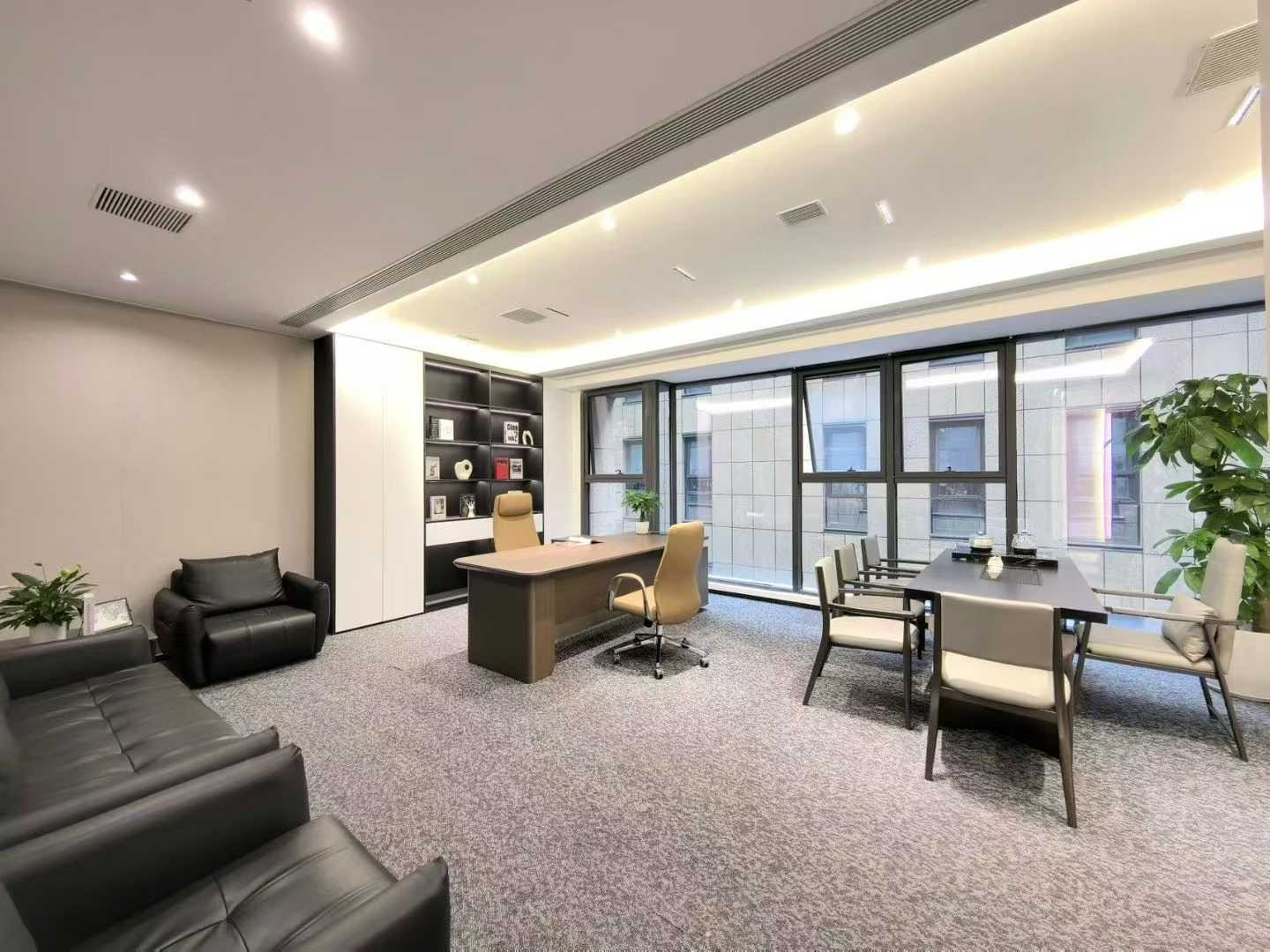 孵化园精装优质好房 三地铁线交汇 396平 5隔间48工位带大前台 动静分区 德商国际办公室出租