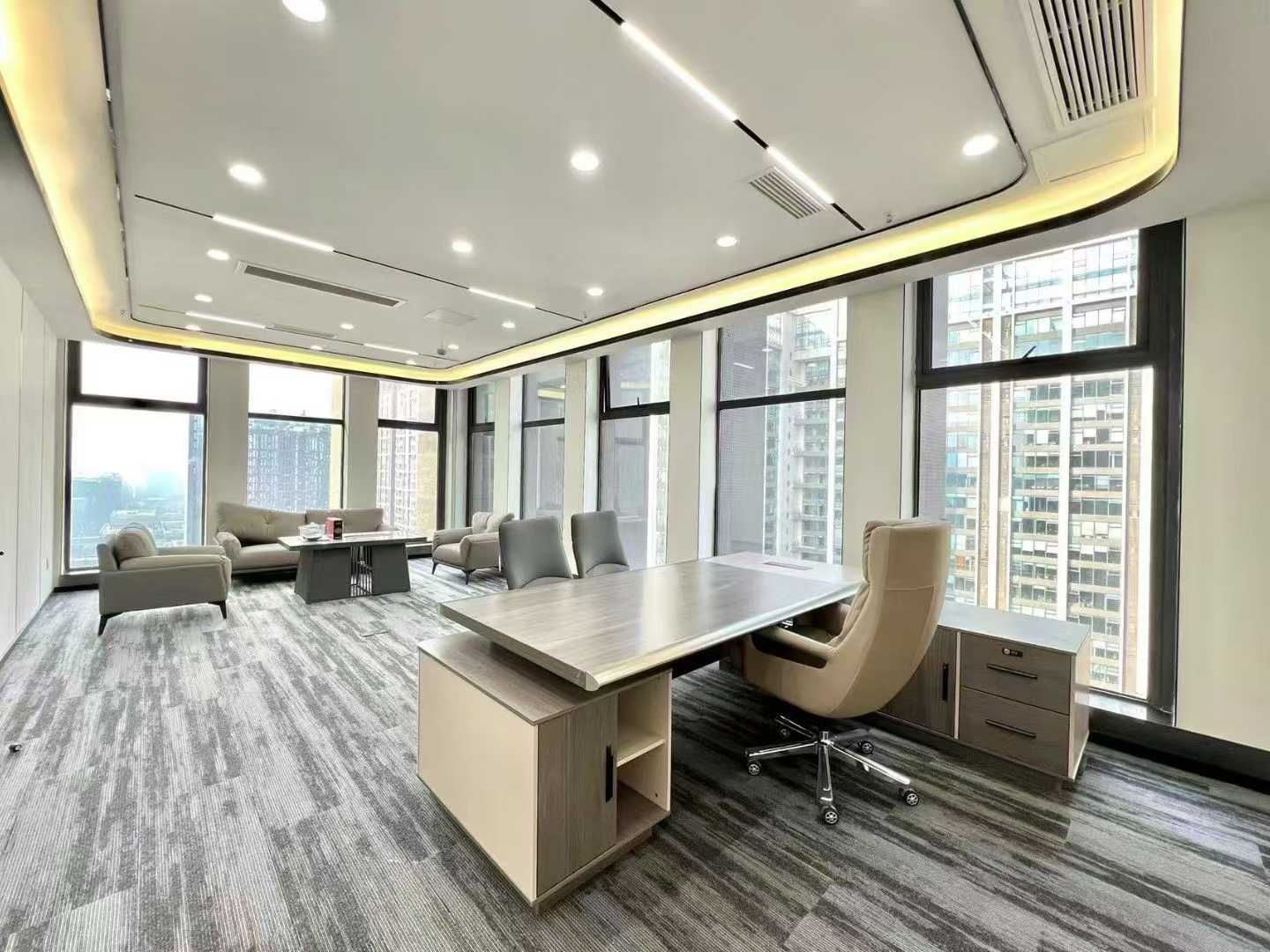 天府三街地铁口 按套出租 5隔间30工位 双面采光 超大老板间 朝南 24小时空调 新希望国际A座办公室出租