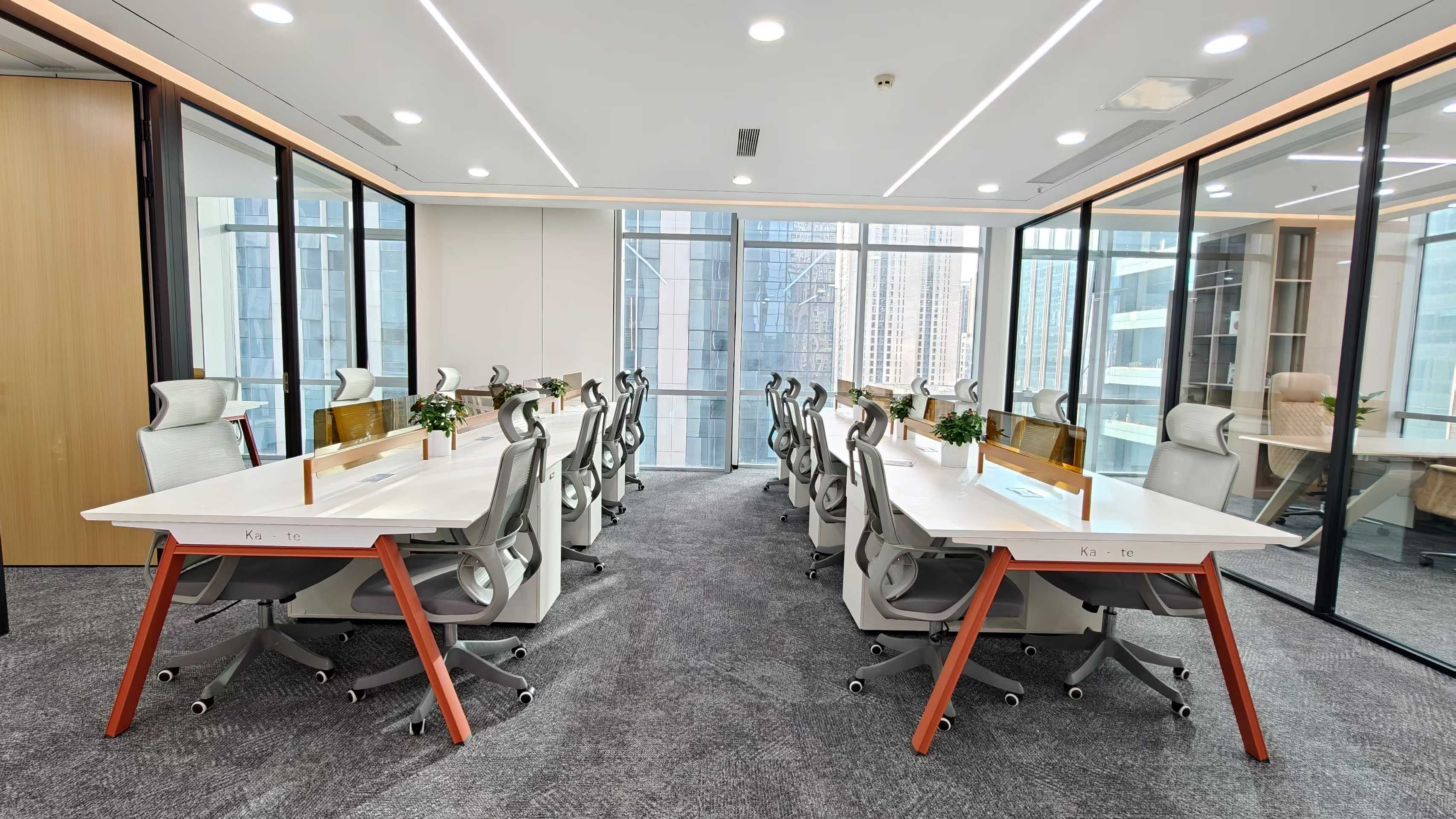 天府二街新开楼盘 264平 4隔间22工位 全新装修 24小时空调 物业费便宜 精装带家具 雄川金融中心2栋办公室出租