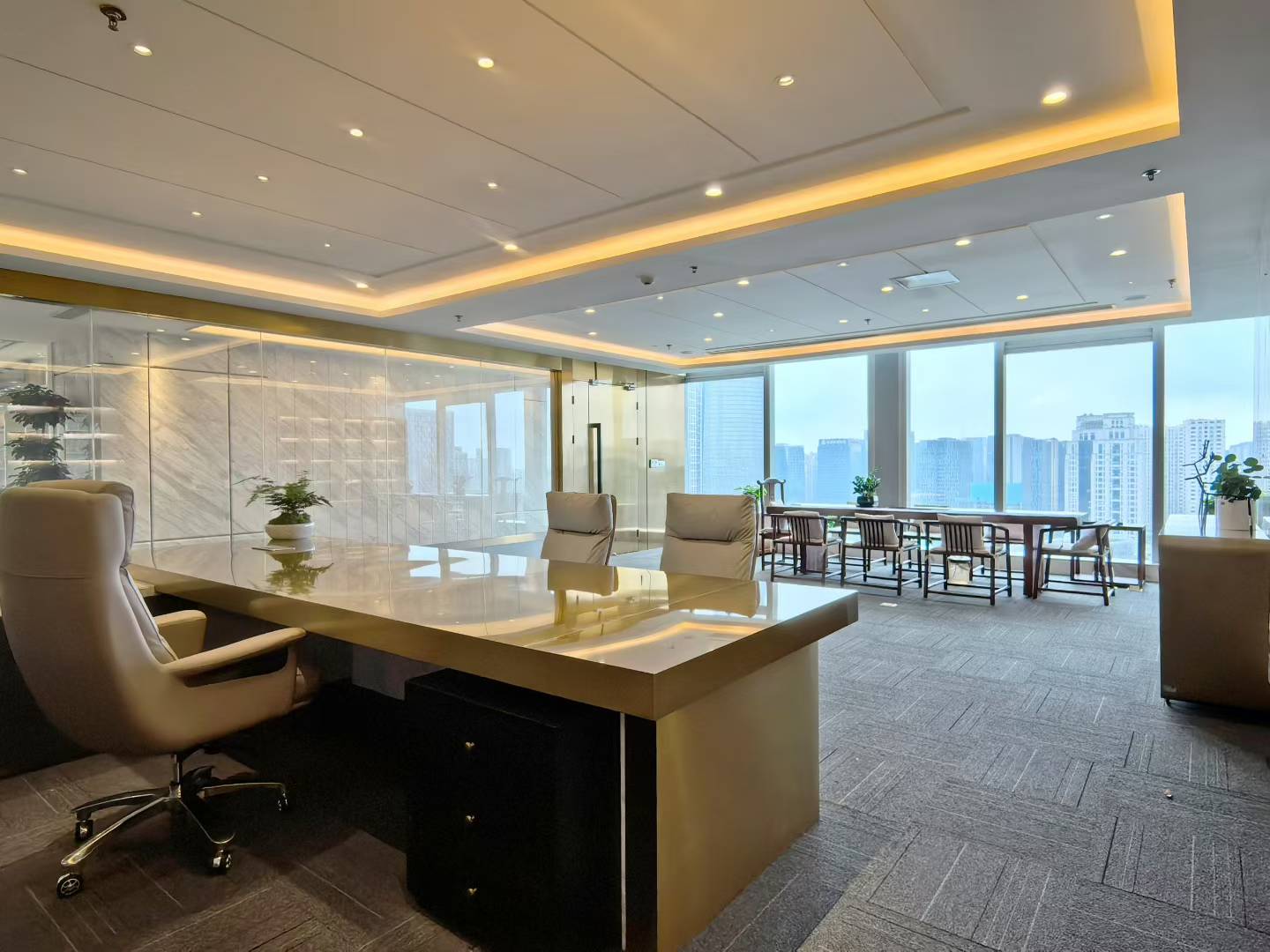 金融城超甲稀缺豪装接待房 1107平 超大前台+超大老板间 视野开阔 不容错过 银泰中心办公室出租