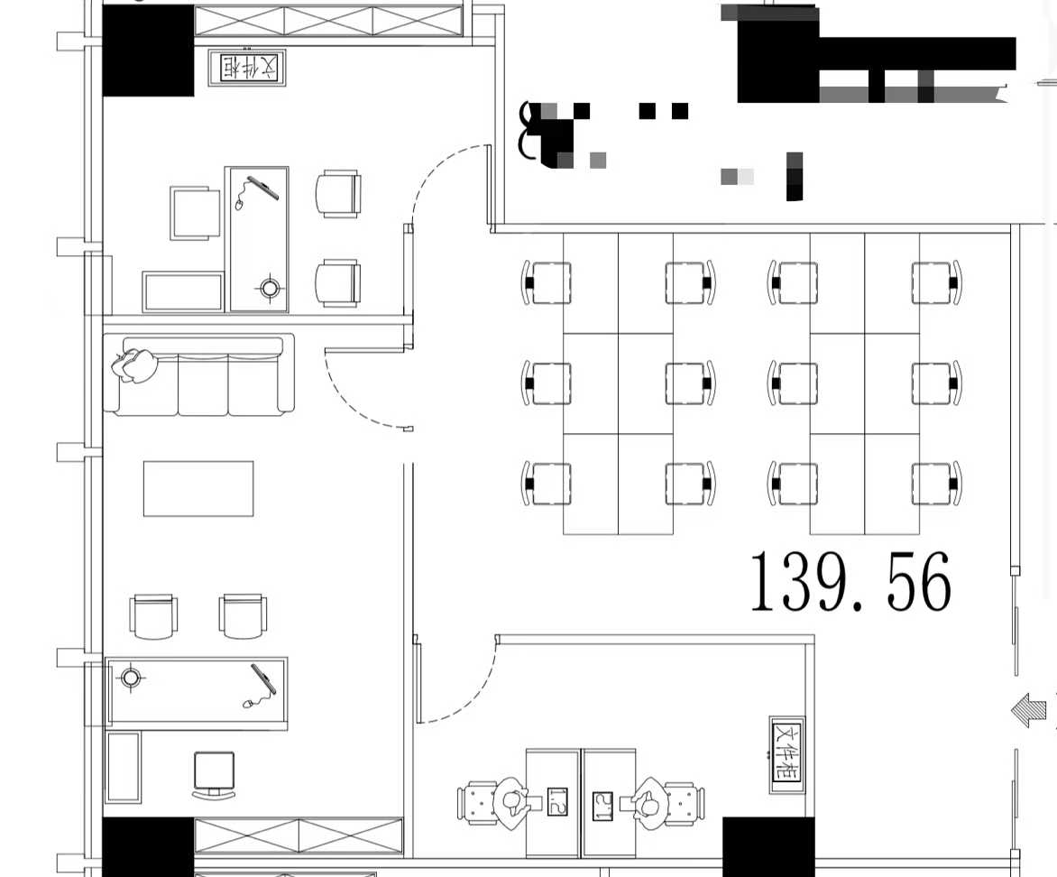 孵化园地铁口带24小时空调 物业含能耗 139平 3隔间12工位 视野开阔 带家具 嘉润国金中心办公室出租