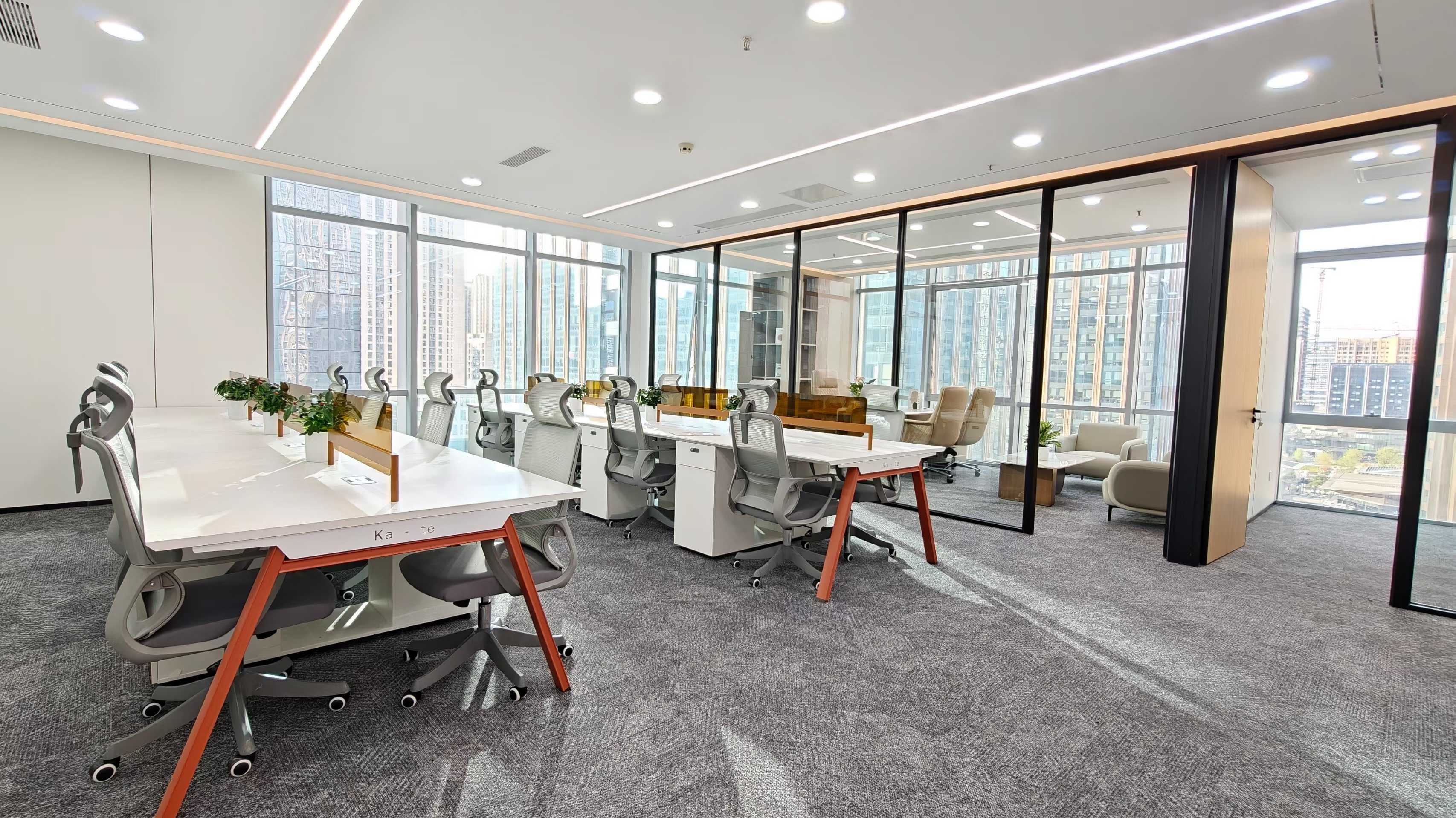 天府二街新开楼盘 264平 4隔间22工位 全新装修 24小时空调 物业费便宜 精装带家具 雄川金融中心2栋办公室出租