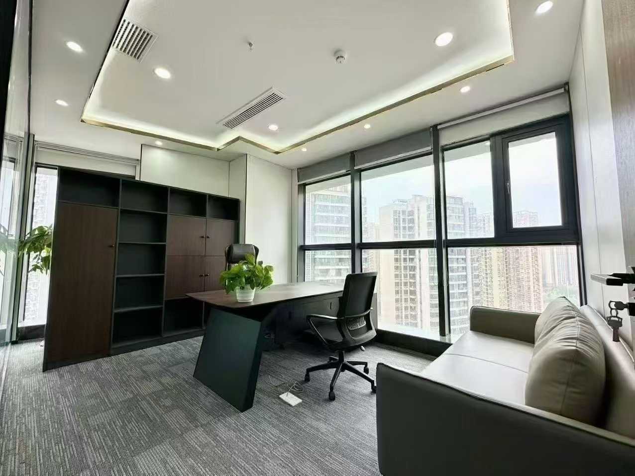 龙潭寺地铁口24小时空调精装现房 服务面积202平 3隔间12工位 双面采光 楼下交通配套齐全 博汇大厦办公室出租