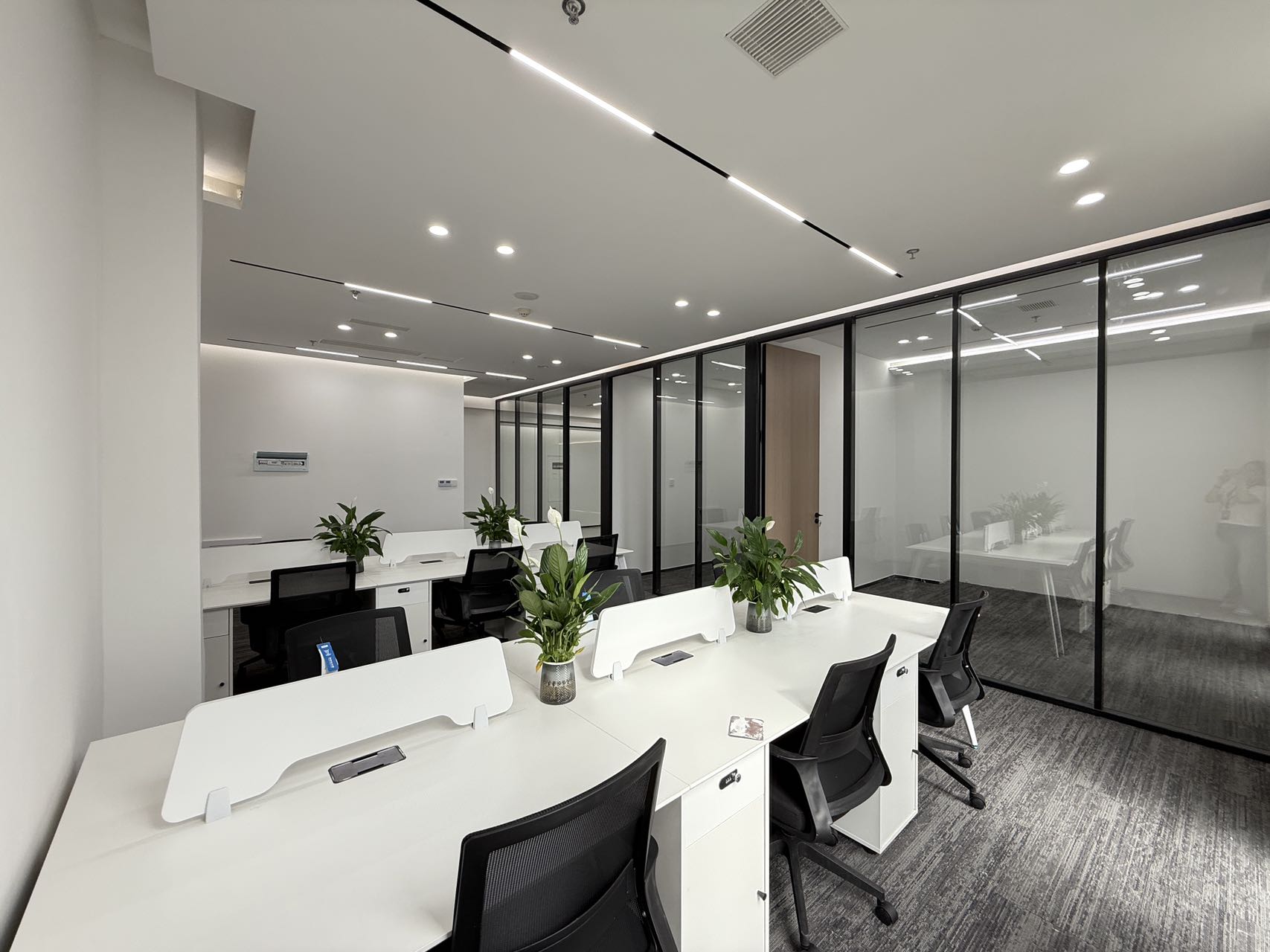 天府五街园区办公 自然氧吧园区精装现房 3隔间15工位 按套出租精装带家具 含物业费 软件园D4办公室出租