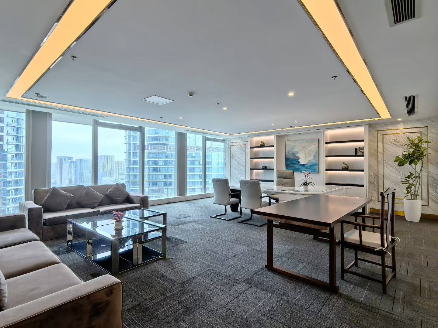 金融城超甲稀缺豪装接待房 1107平 超大前台+超大老板间 视野开阔 不容错过 银泰中心办公室出租