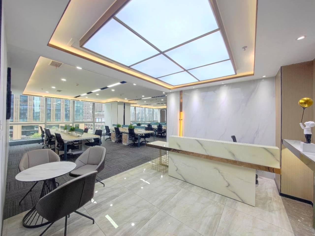 天府二街甲级楼宇 478平方6隔间56工位 双面采光 视野巴适 户型方正 落地窗 天府金融大厦办公室出租