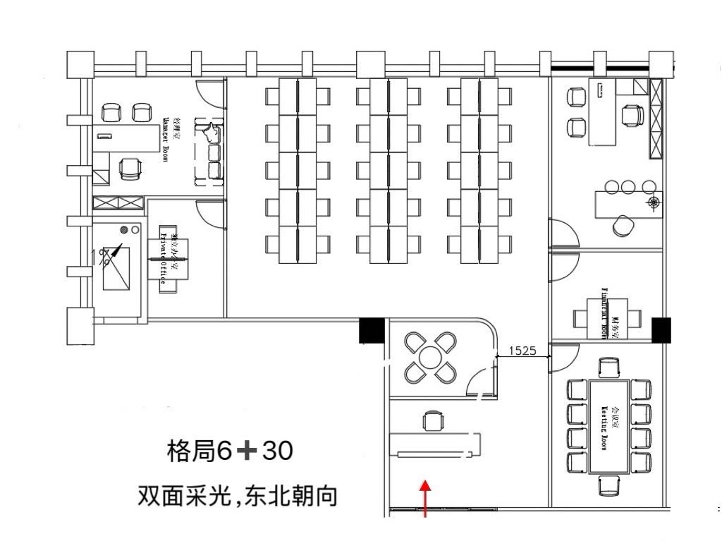 天府三街地铁口 东北双面采光按套出租 6隔间30工位 精装 户型如图 新希望国际办公室出租