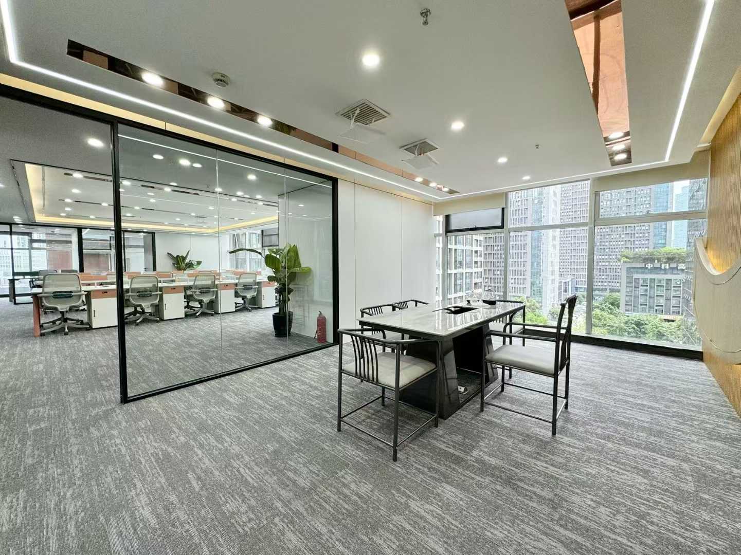 天府三街甲级双面采光户型 300平 5隔间32工位 朝东南 大落地玻璃 精装出租 香年广场办公室出租