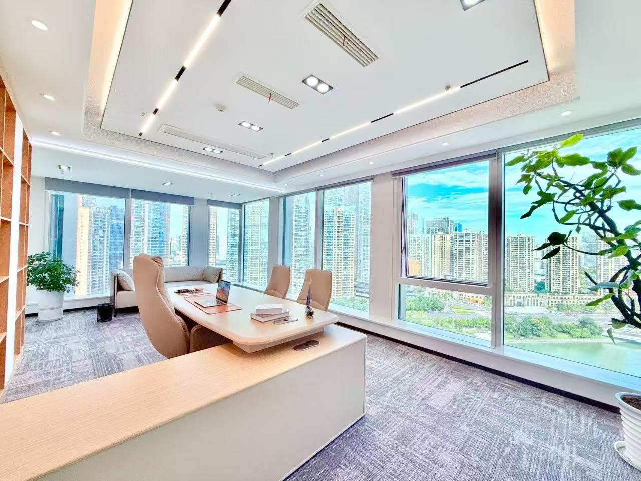 南门锦江区9号线芯岛地铁口几百米 324平 6隔间20工位 三面采光 产权面积出租 公摊小 复地金融岛办公室出租