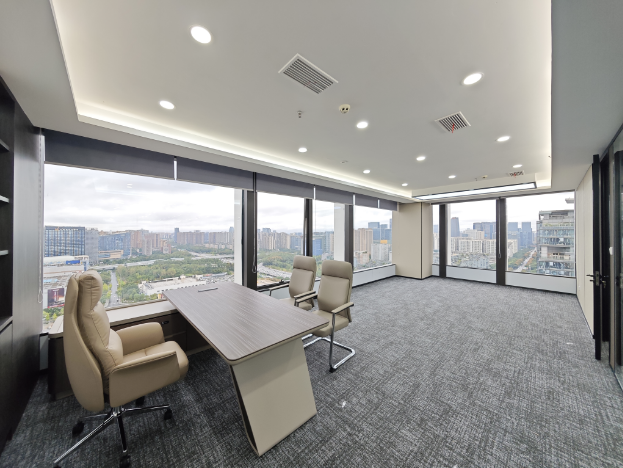 火车南站甲级写字楼 电梯口三面采光 439平 6隔间37工位 大老板间视野巴适 安格斯国际办公室出租