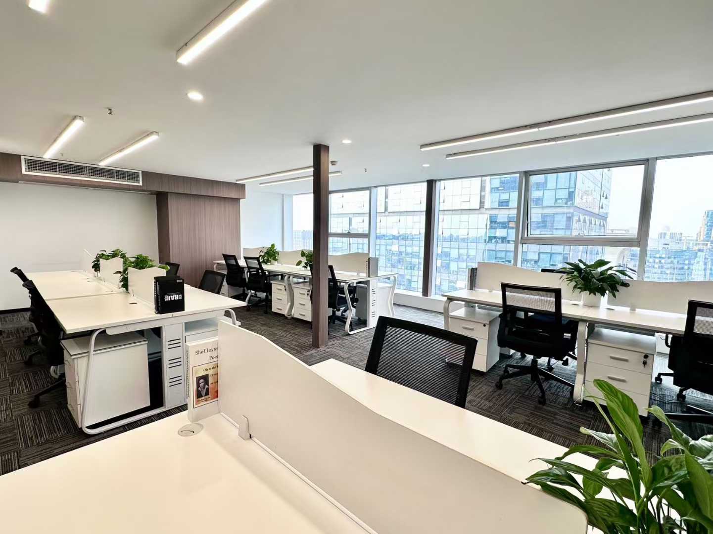 天府三街跃层户型 使用率高 按套出租 3隔间21工位+接待区+前台 精装带家具 福年广场办公室出租